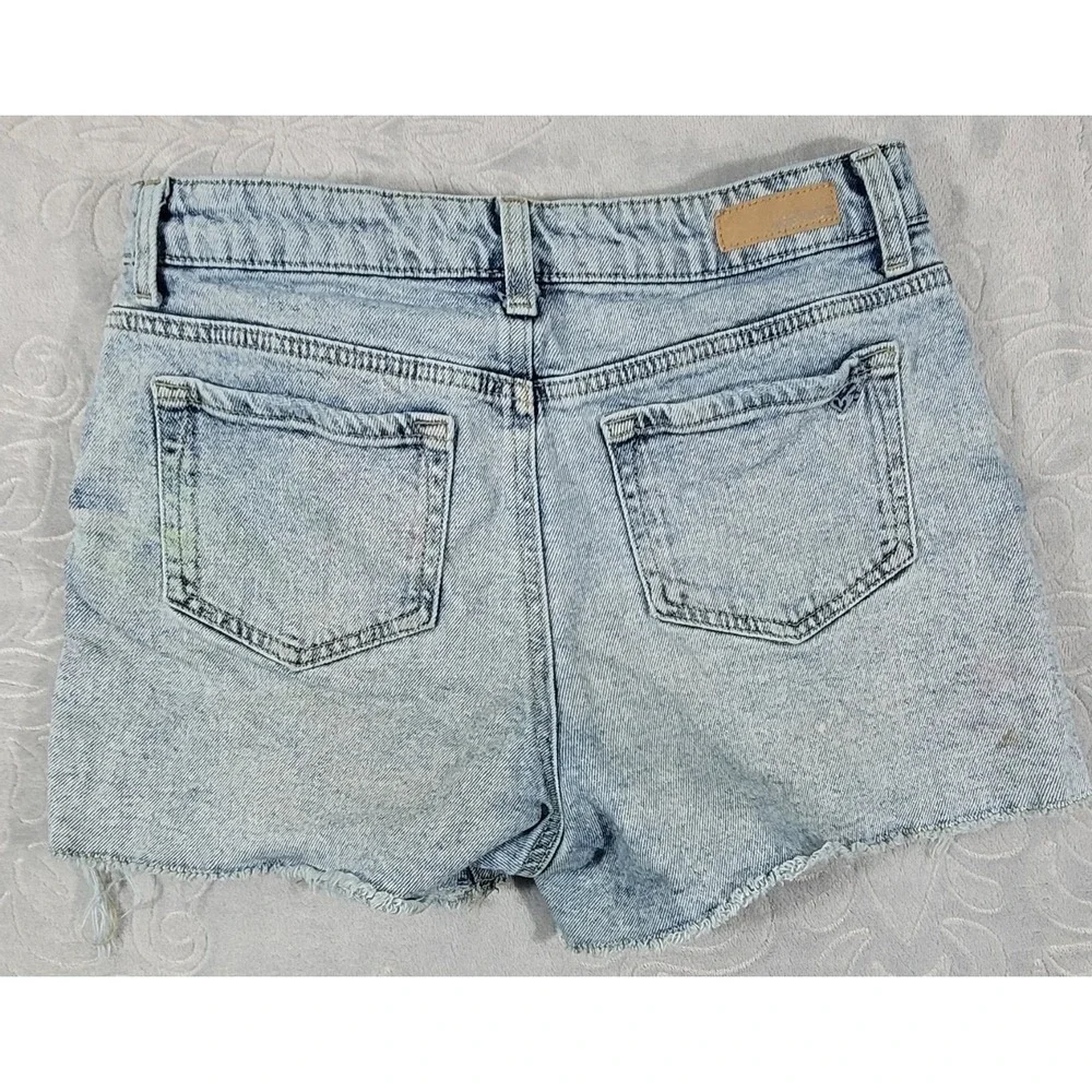 Justice Girls Blue Denim Distressed Shorts Size 16 Mini Mom Shorts Mid Rise